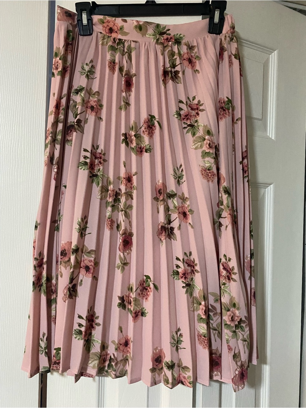 miami Pink Floral Pleated Midi Skirt